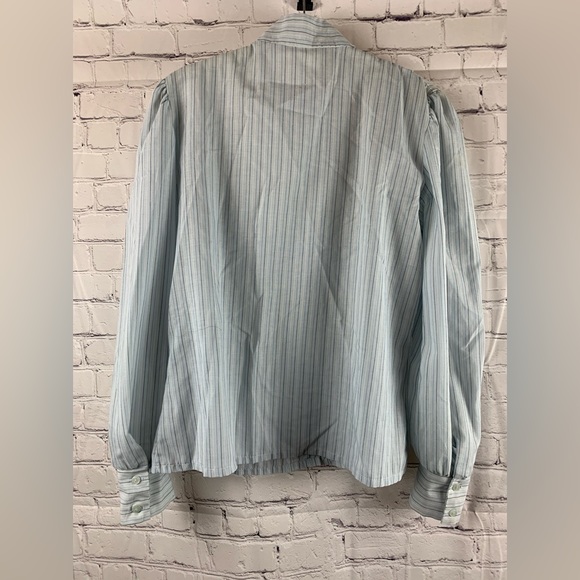 VINTAGE THIRD GENERATION Shirt Blue with Bishop Sleeves Button Down Ruffled - Picture 3 of 9